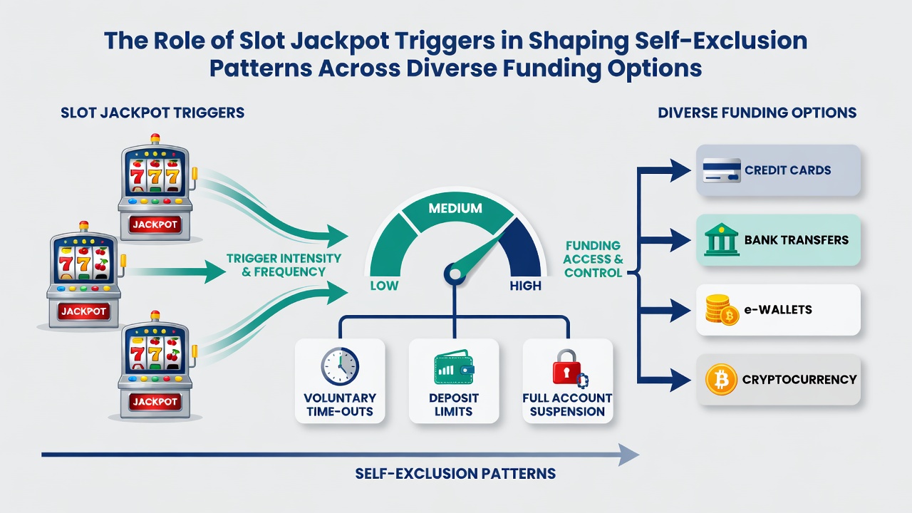 Analytics dashboard displaying self-exclusion activations linked to jackpot events across funding types and live tables
